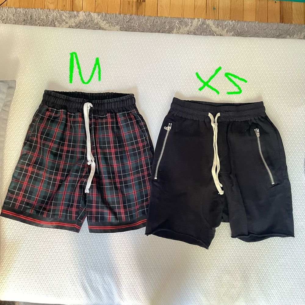 Plaid and Black Drawstring Shorts Set